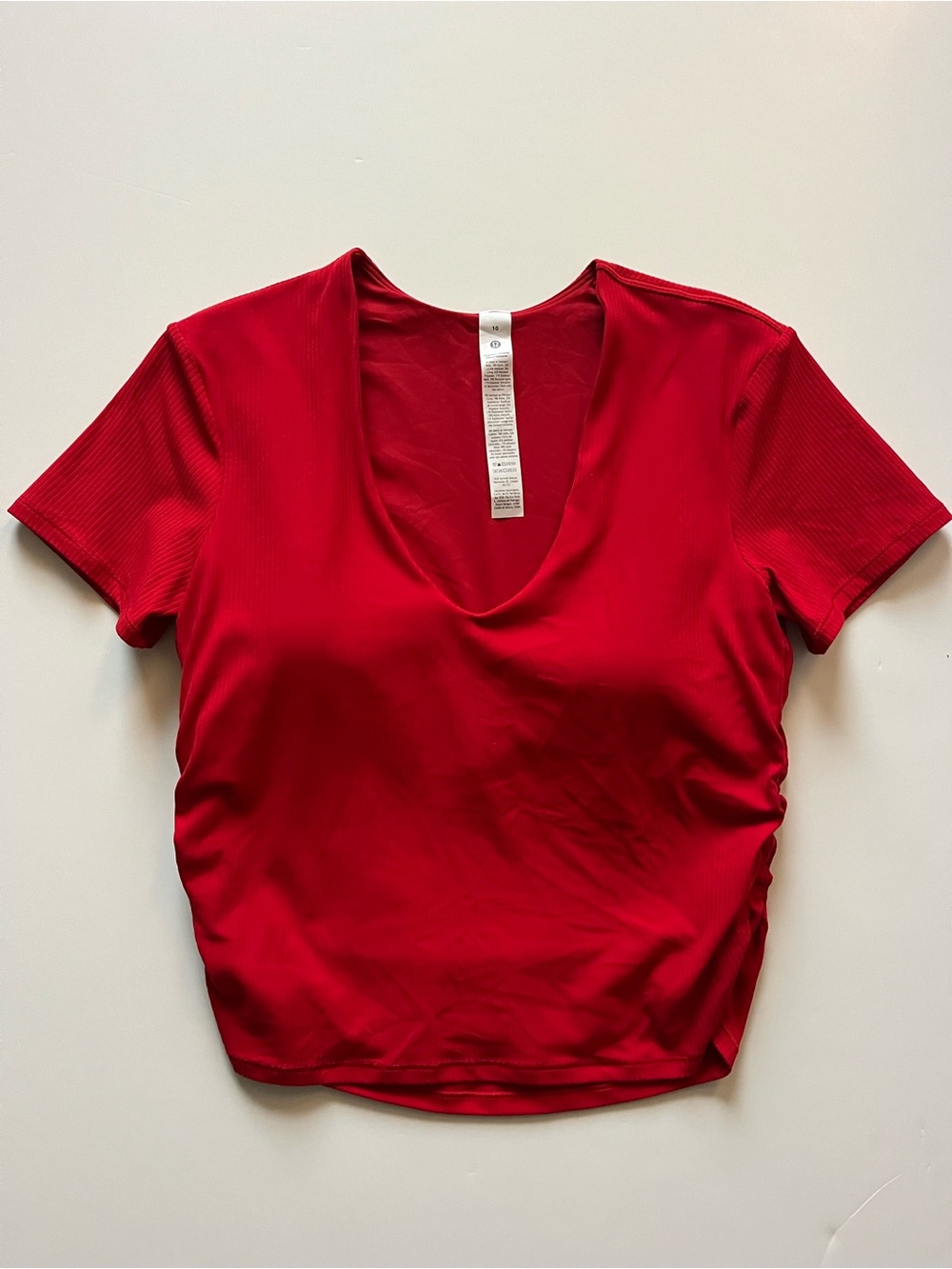 lululemon athletica All It Takes Ribbed Nulu V-Neck T Shirt Bra-Oxford Red-10 - Picture 3 of 7